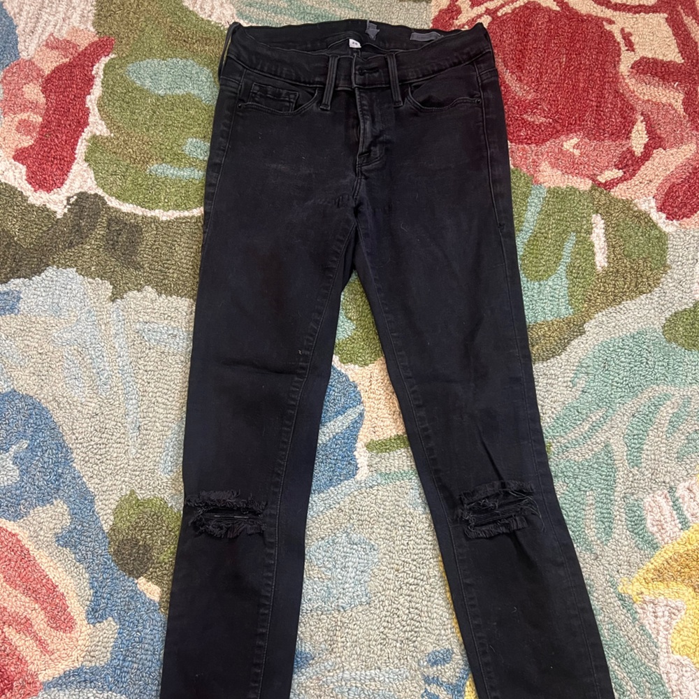 Frame Denim Black Distressed Skinny Jeans